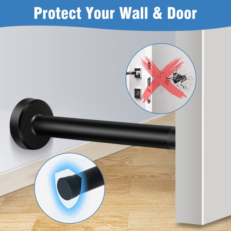 KOLAKO Door Stops, 6 Inch Door Stopper, Wall Mount, Brushed Stainless Steel Extra Long Doorstops with Sound Dampening Rubber Tip Bumper Modern Black Long Doors Stoppers for Bottom of Doors - Image 3